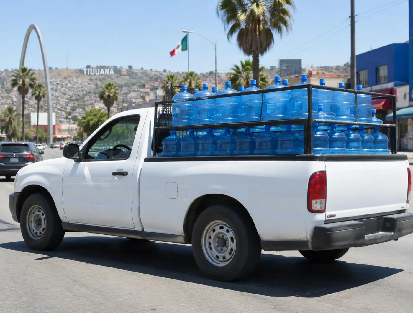 Camioneta de reparto con garrafones